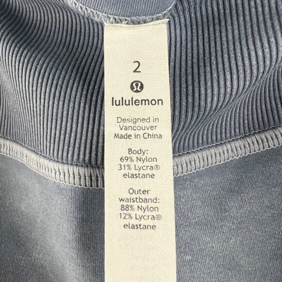 Lululemon Wunder Under Crop 23" Ribbed Leggings Pants Size 2 Washed Moon Blue - Picture 7 of 8
